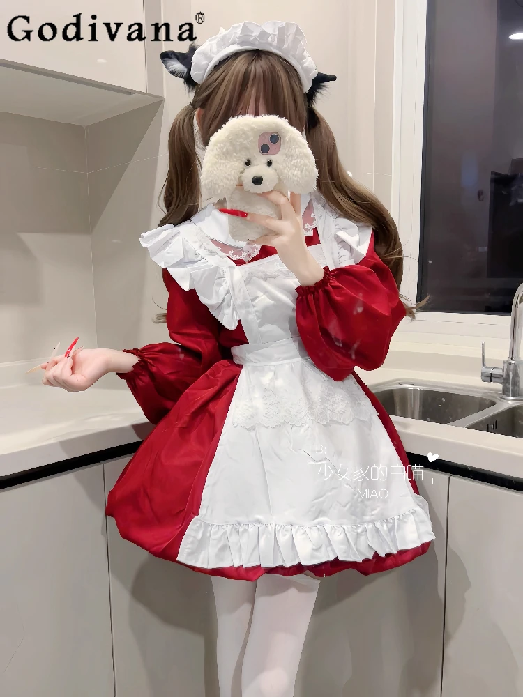 L-5XL Large Size Red Lolita Christmas Cos Maid Cute Sweet Long Sleeve Women Dress Spring Lace Ruffles A-line Party Short Dresses
L-5XL Large Size Red Lolita Christmas Cos Maid Cute Sweet Long Sleeve Women Dress Spring Lace Ruffles A-line Party Short Dresses