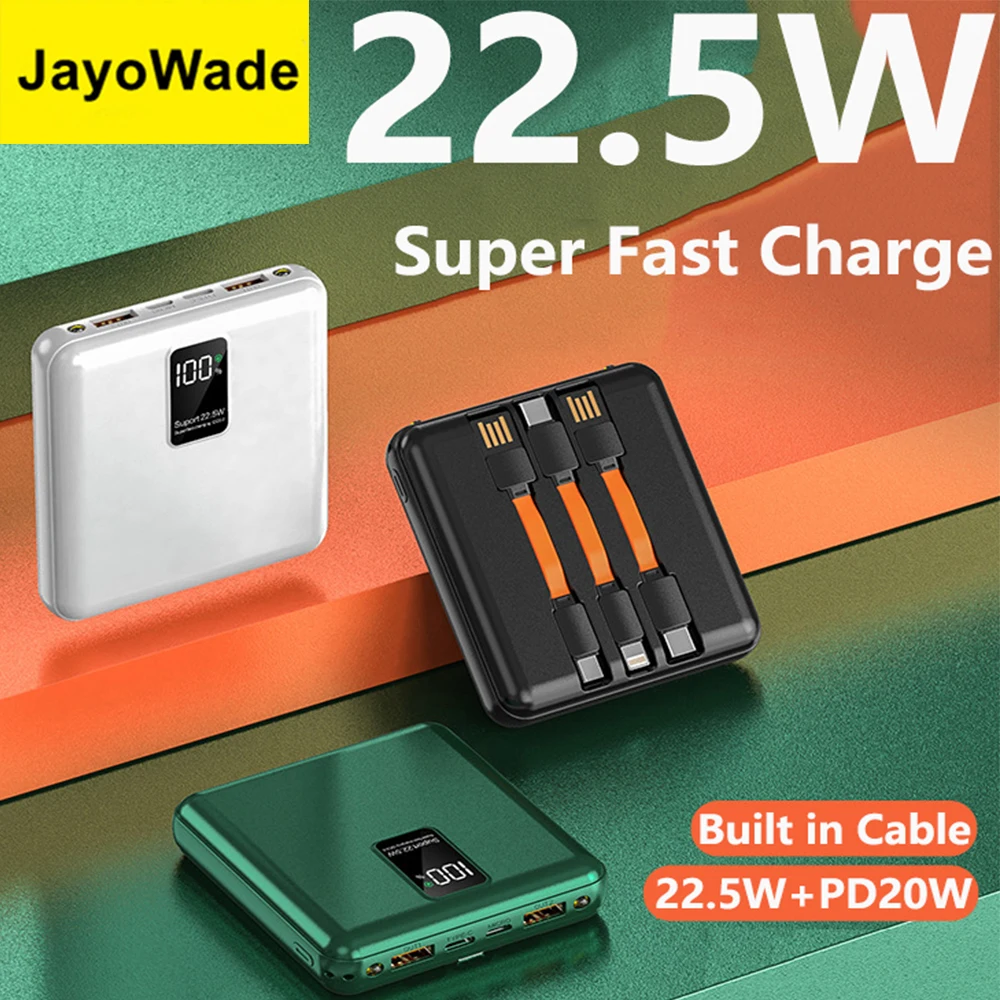 JayoWade 20000mAh Mini Power Bank Factory Cable USB C Fast Charger Powerbank For iPhone 16 Samsung S25 Huawei Xiaomi Poverbank
JayoWade 20000mAh Mini Power Bank Factory Cable USB C Fast Charger Powerbank For iPhone 16 Samsung S25 Huawei Xiaomi Poverbank