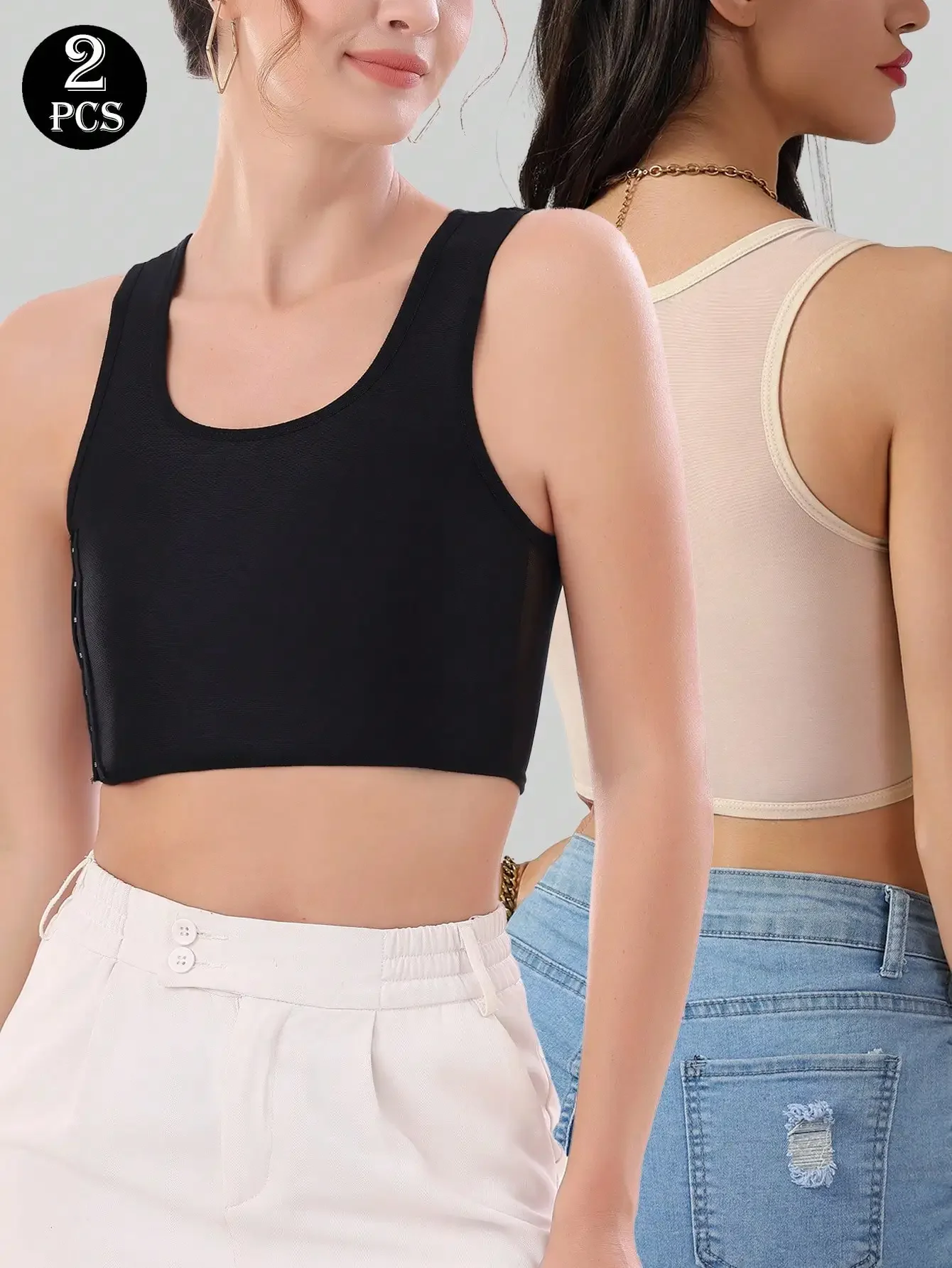 2pcs/Set Side Button Up Sports Bras For Women, Compression, Flattening Bust, Low-Cut Vest
2pcs/Set Side Button Up Sports Bras For Women, Compression, Flattening Bust, Low-Cut Vest