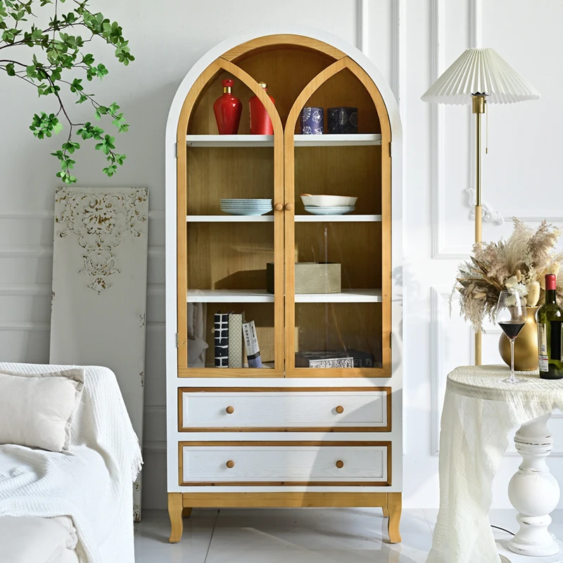 French retro wine cabinet solid wood against the wall glass display cabinet living room dining room
French retro wine cabinet solid wood against the wall glass display cabinet living room dining room