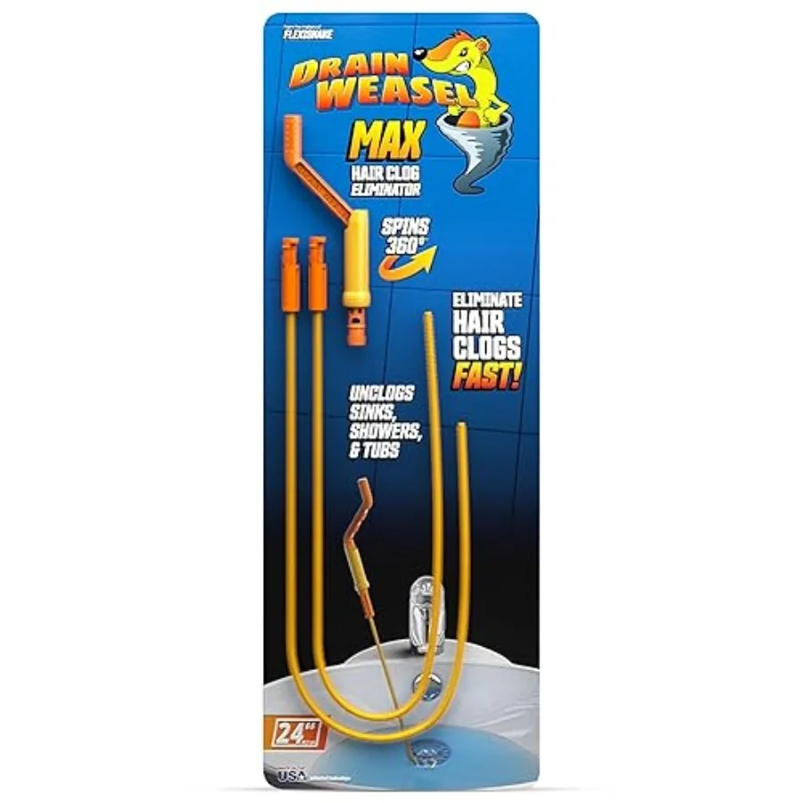 FlexiSnake Drain Weasel Sink Snake Hair Clog Remover Tool, Pipe, Bathroom, Bathtub Drain Cleaner, Made in The USA 2 Wands and R
FlexiSnake Drain Weasel Sink Snake Hair Clog Remover Tool, Pipe, Bathroom, Bathtub Drain Cleaner, Made in The USA 2 Wands and R