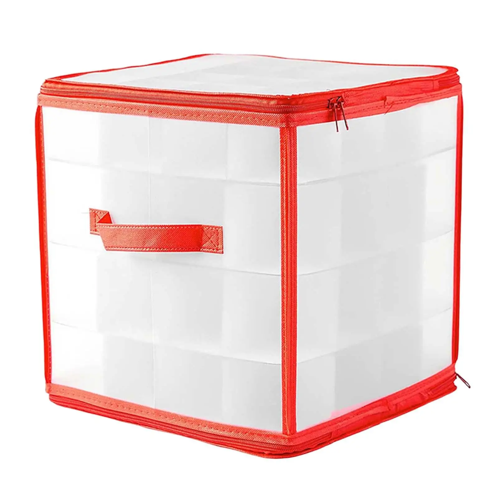 64 Grid Christmas Ornament Storage Box Dual Zipper Closure Protective Christmas Tree Ornaments with Handle Preserve for Holiday
64 Grid Christmas Ornament Storage Box Dual Zipper Closure Protective Christmas Tree Ornaments with Handle Preserve for Holiday