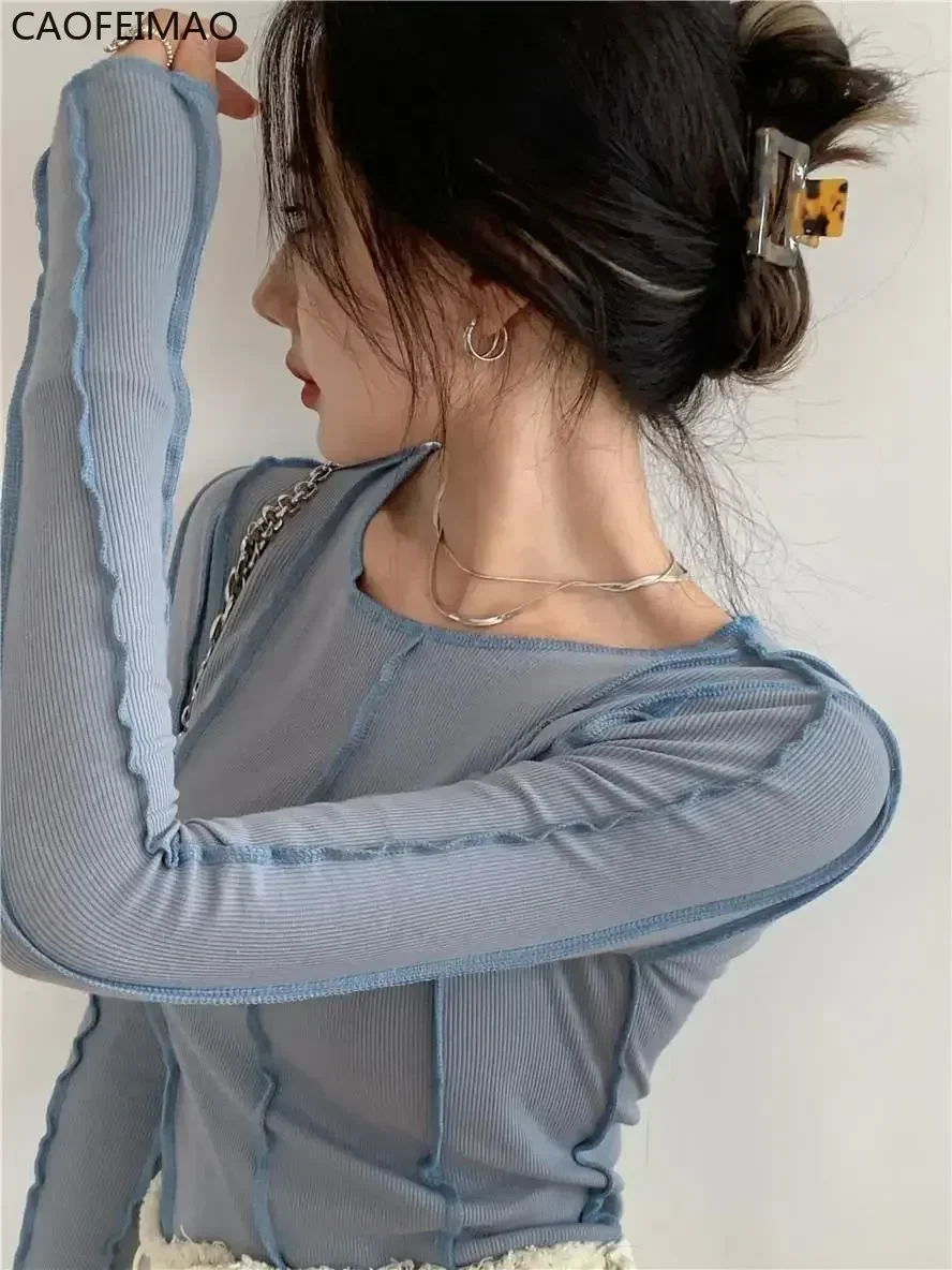 Caofeimao 2025 Long Sleeve T-shirts Women Spring Solid O-Neck Elegant Bright Line Decoration Slim Casual Soft High Quality
Caofeimao 2025 Long Sleeve T-shirts Women Spring Solid O-Neck Elegant Bright Line Decoration Slim Casual Soft High Quality