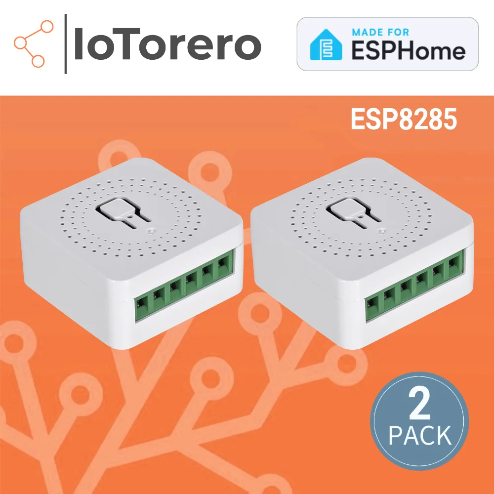 IoTorero 2 PACK Made For ESPHome Mini Relay ESP8285 16A Works With Home Assistant
IoTorero 2 PACK Made For ESPHome Mini Relay ESP8285 16A Works With Home Assistant