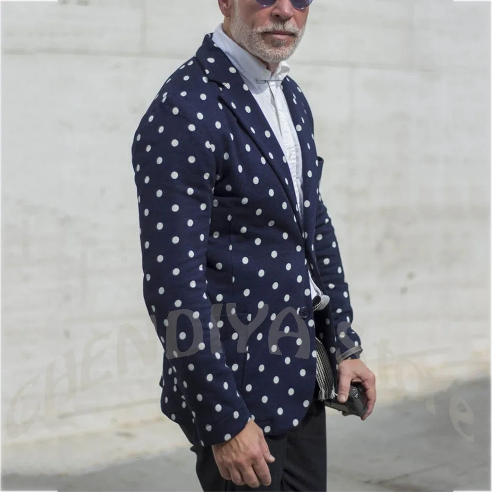 Navy Blue Polka Dot Men Suit Single Breasted Notch Lapel Blazer Black Pants Chic Casual Outfit Daily Wear Gentleman Slim Fit
Navy Blue Polka Dot Men Suit Single Breasted Notch Lapel Blazer Black Pants Chic Casual Outfit Daily Wear Gentleman Slim Fit