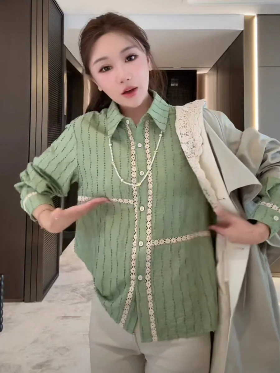 Повседневная женская рубашка в полоску свободного кроя, дышащая, весенняя, модная, рекомендовано Bai Xue French Diary, легкая, класса люкс
Повседневная женская рубашка в полоску свободного кроя, дышащая, весенняя, модная, рекомендовано Bai Xue French Diary, легкая, класса люкс