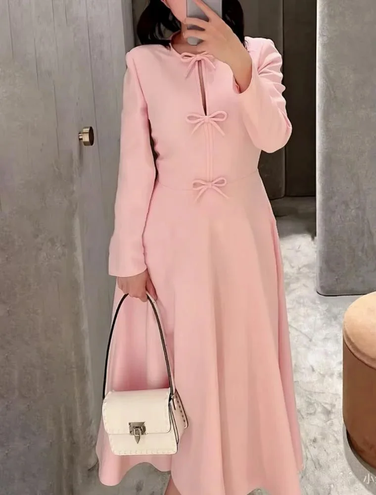 Customized Long Sleeve Prom gown O-Neck Bow Ankle Length High Quality Formal Occasion Dress Pink party Evening Dresses for Women
Customized Long Sleeve Prom gown O-Neck Bow Ankle Length High Quality Formal Occasion Dress Pink party Evening Dresses for Women