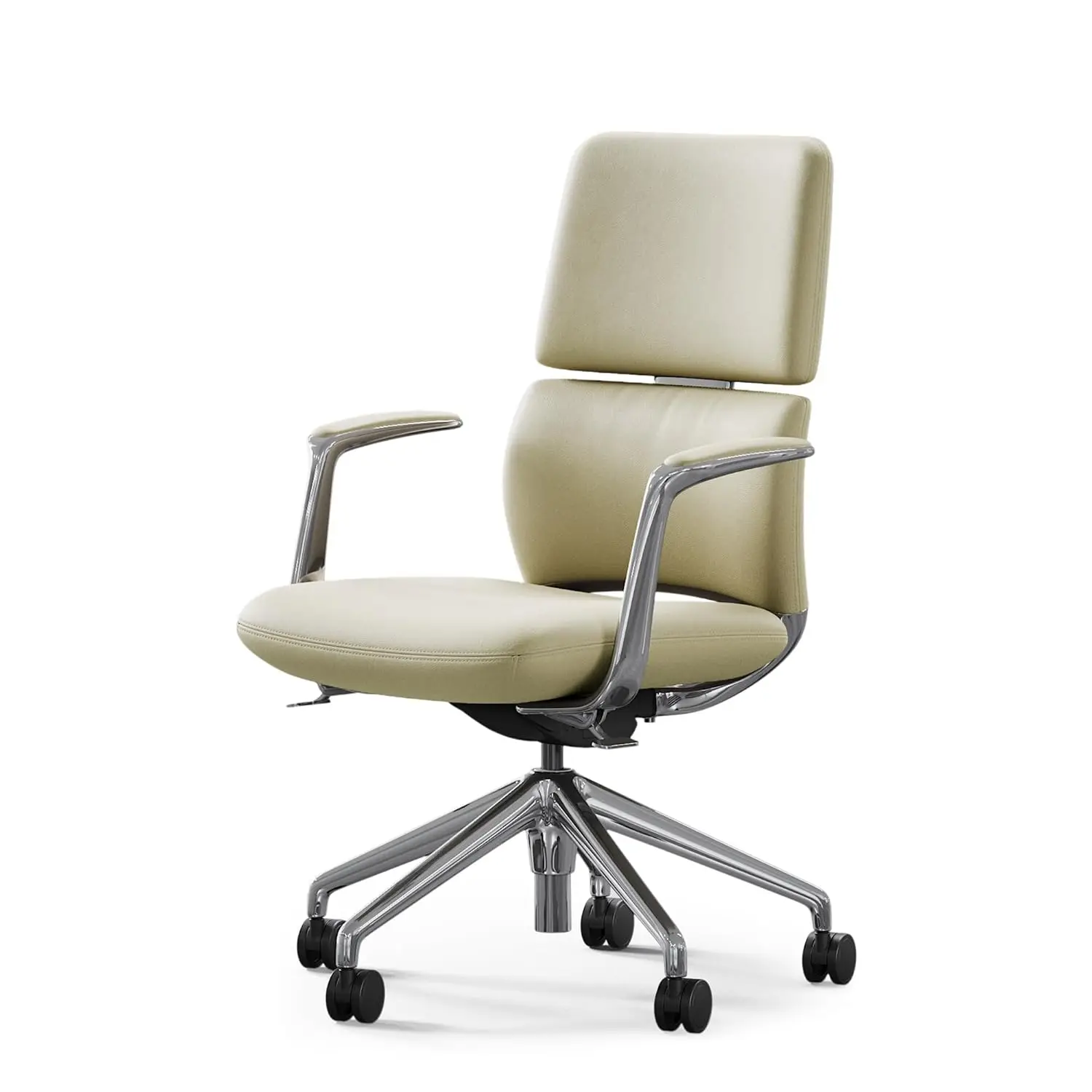 Genuine Leather Office Chair Ergonomic Mid-Back Swivel Tilt Adjustable Wheels Modern Aluminum Frame, Customized
Genuine Leather Office Chair Ergonomic Mid-Back Swivel Tilt Adjustable Wheels Modern Aluminum Frame, Customized