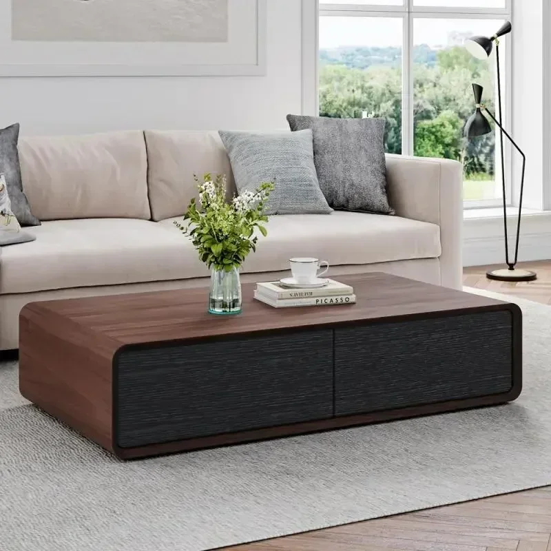 Walnut Black Modern 51" Rectangular Coffee Table, Wood Coffee Table with Storage, 4 Solid Wood Drawers, Fully-Assembled
Walnut Black Modern 51" Rectangular Coffee Table, Wood Coffee Table with Storage, 4 Solid Wood Drawers, Fully-Assembled