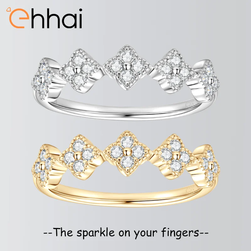 Ehhai Moissanite Clover Cluster Half Eternity Band Rings for Women 925 Sterling Silver Stackable Wedding Ring Fine Jewelry Gifts
Ehhai Moissanite Clover Cluster Half Eternity Band Rings for Women 925 Sterling Silver Stackable Wedding Ring Fine Jewelry Gifts