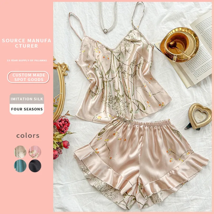 【New Arrival】Blue Floral Print Satin Cami & Shorts Lingerie Set
【New Arrival】Blue Floral Print Satin Cami & Shorts Lingerie Set
