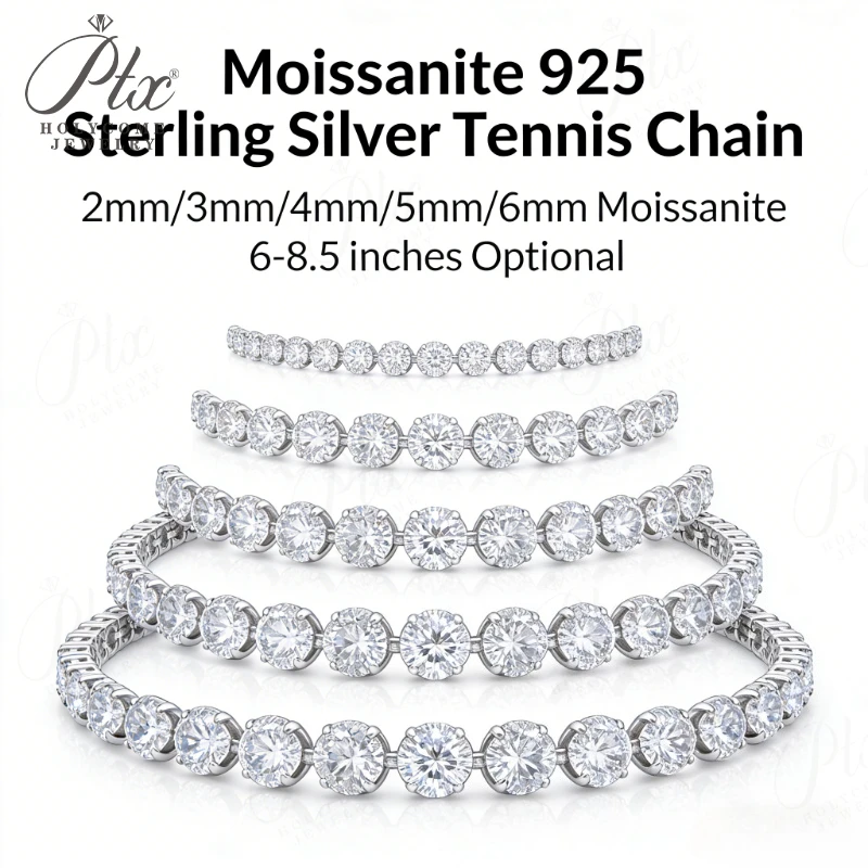 Moissanite Tennis Bracelet 925 Sterling Silver Round Cut 2-6.5mm Elegant Daily Wear Hypoallergenic Jewelry for Unisex 6-8.5inch
Moissanite Tennis Bracelet 925 Sterling Silver Round Cut 2-6.5mm Elegant Daily Wear Hypoallergenic Jewelry for Unisex 6-8.5inch