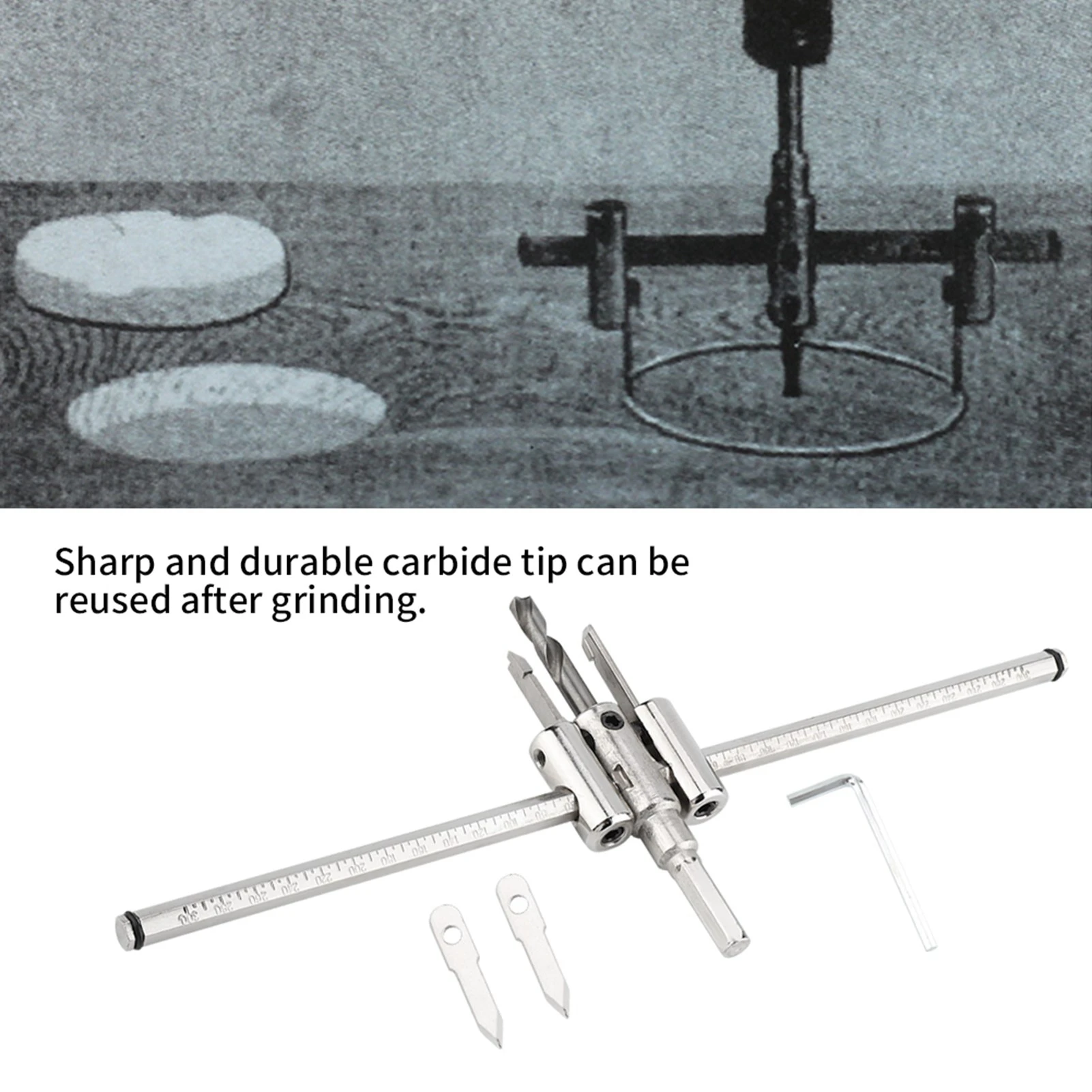 Регулируемая серебряная кольцевая пила 30-300 мм, набор сверл, DIY деревообрабатывающий инструмент, регулируемая кольцевая пила, сверло, кольцевая пила, сверло
Регулируемая серебряная кольцевая пила 30-300 мм, набор сверл, DIY деревообрабатывающий инструмент, регулируемая кольцевая пила, сверло, кольцевая пила, сверло