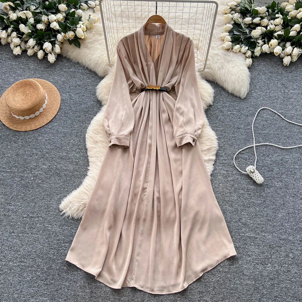 Women Long Dress Dresses Vestidos Y2k Streetwear V Neck Lantern Sleeve Elegant Splice Party Night Work Tight Waist Autumn 
Women Long Dress Dresses Vestidos Y2k Streetwear V Neck Lantern Sleeve Elegant Splice Party Night Work Tight Waist Autumn