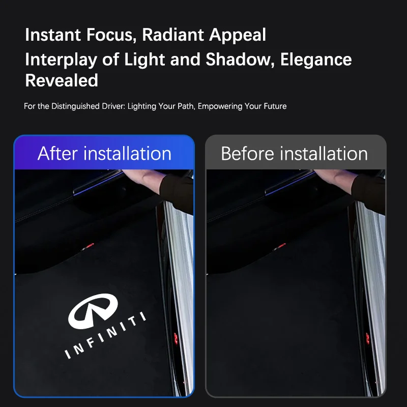 For Infiniti QX50 QX70 QX80 EX25 FX37 FX50 EX G37 G25 Q40 Q50 Q60 Auto Atmosphere Lamps Led Car Door Logo Projector Lights
For Infiniti QX50 QX70 QX80 EX25 FX37 FX50 EX G37 G25 Q40 Q50 Q60 Auto Atmosphere Lamps Led Car Door Logo Projector Lights