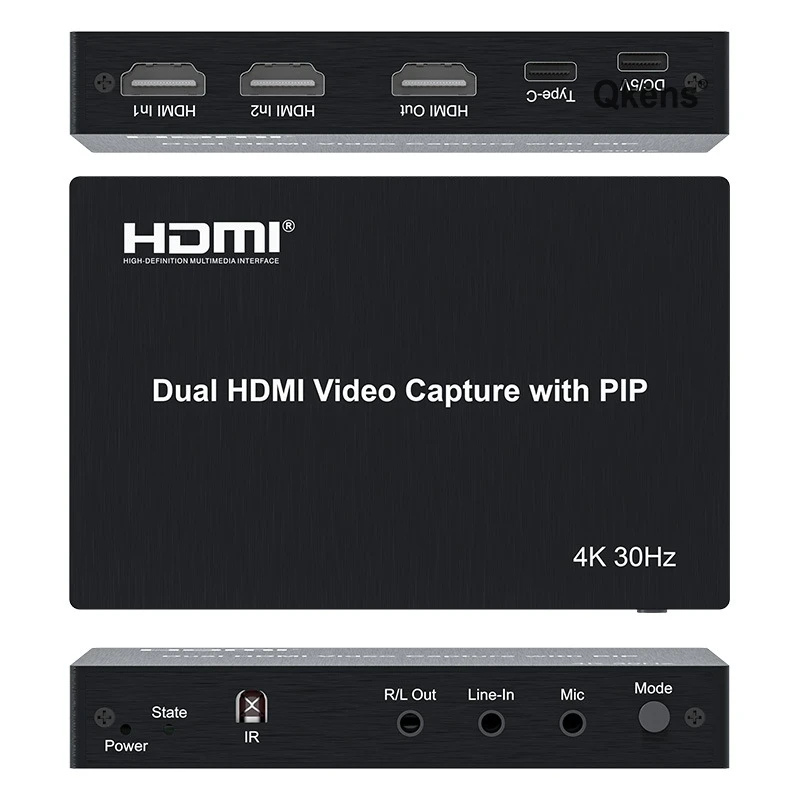 4K 30hz 2 Channel HDMI Video Capture Card with PIP Mic in Line in Audio Mix 2 in 1 Out for Live Streaming Audio Video Recording
4K 30hz 2 Channel HDMI Video Capture Card with PIP Mic in Line in Audio Mix 2 in 1 Out for Live Streaming Audio Video Recording