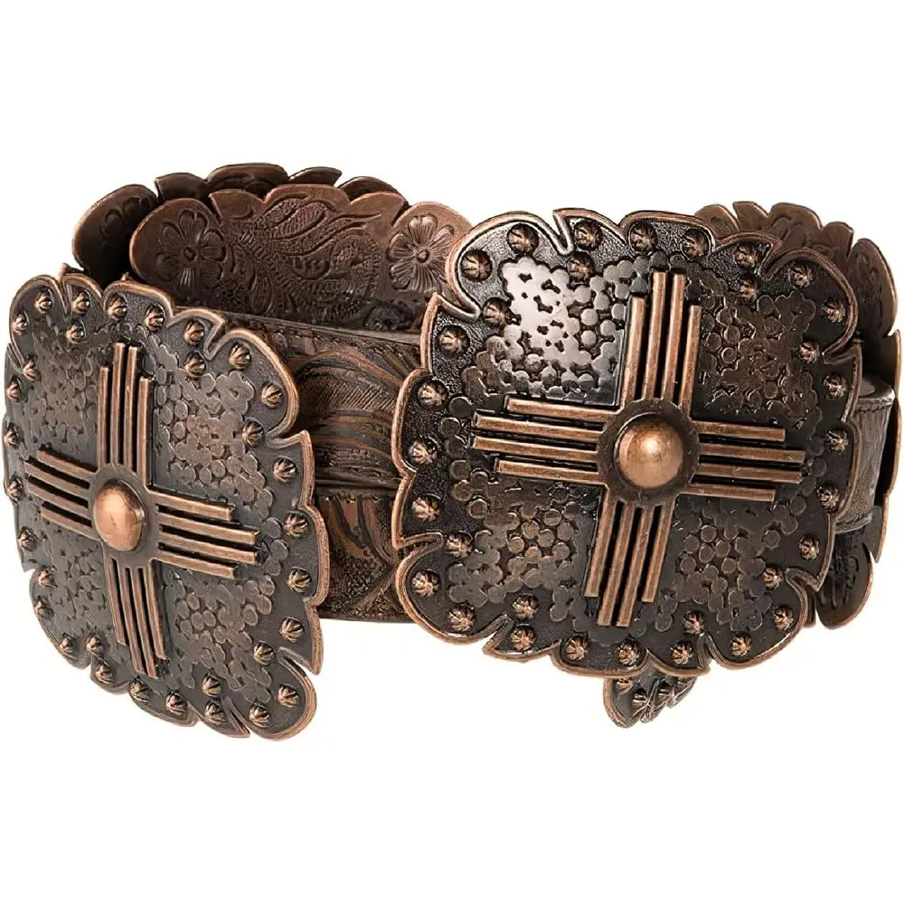 Women's Genuine Leather Belt with Western Square Conchos and Detachable Buckle
Women's Genuine Leather Belt with Western Square Conchos and Detachable Buckle