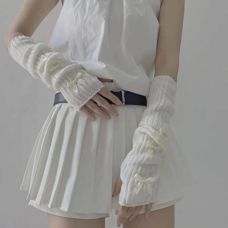1 Pair Female Y2K Fashion Arm Warmers Bowknot Soft Knitted Gloves Women Girl Half Finger Mittens Solid Color Thicken Arm Sleeves
1 Pair Female Y2K Fashion Arm Warmers Bowknot Soft Knitted Gloves Women Girl Half Finger Mittens Solid Color Thicken Arm Sleeves
