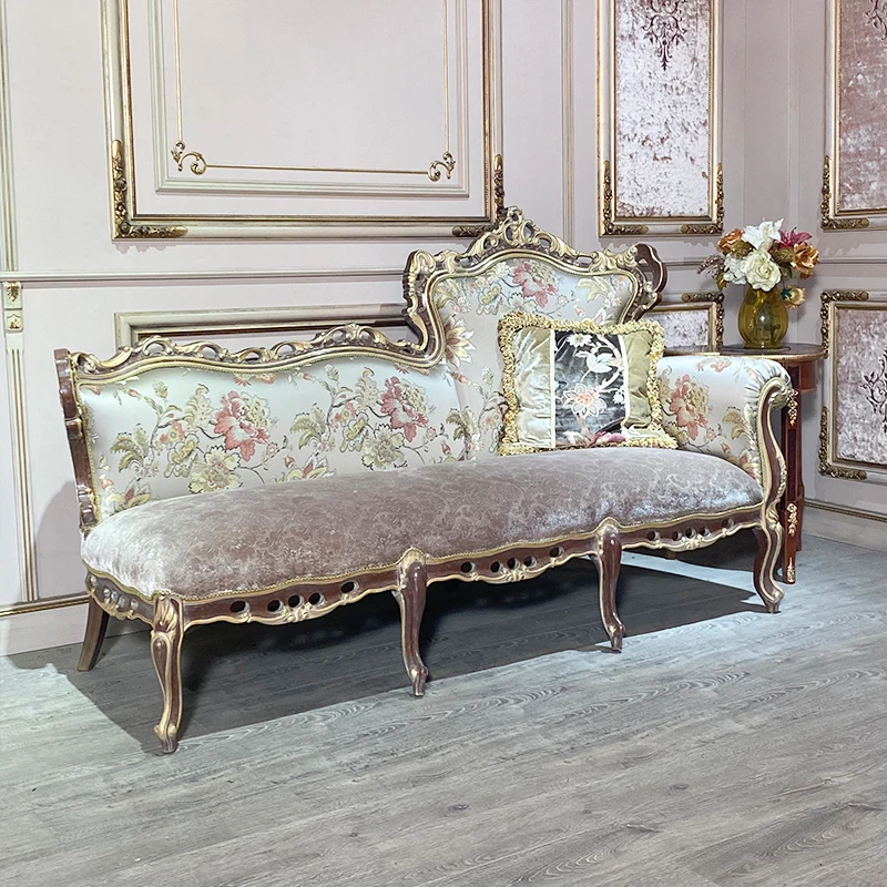Palace style wood carving flower beauty couch villa home fabric chaise longue
Palace style wood carving flower beauty couch villa home fabric chaise longue