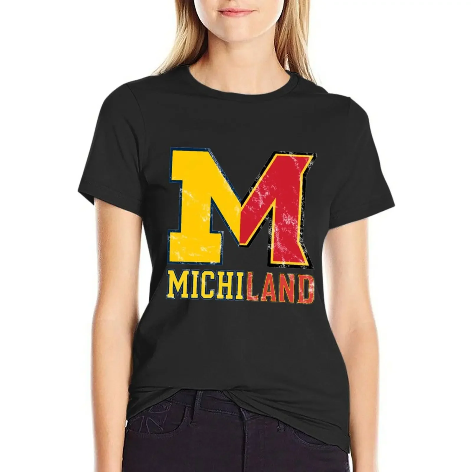 Michiland Crossover Distressed T-Shirt customs design your own graphics Short sleeve tee Women's t-shirt 
Michiland Crossover Distressed T-Shirt customs design your own graphics Short sleeve tee Women's t-shirt