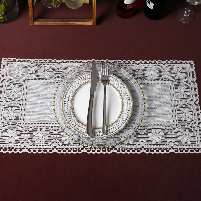 20Pcs Nordic household indoor dining table mat lace solid color beautified decorative coaster 30*60cm
20Pcs Nordic household indoor dining table mat lace solid color beautified decorative coaster 30*60cm