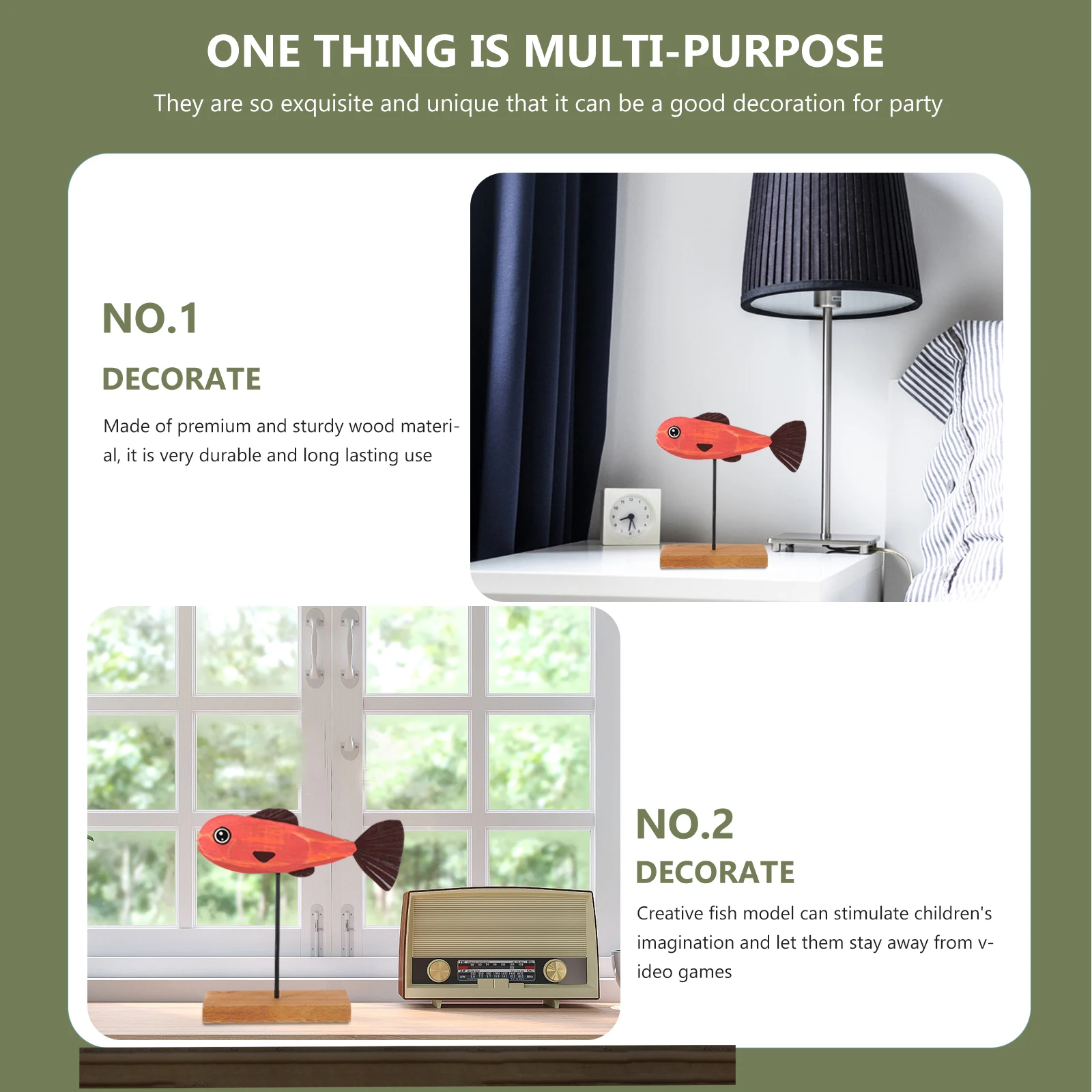 Creative Wooden Fish Model Toy Kids Room Decor Display Animals Education Montessori Gifts Colorful Desktop Adornment
Creative Wooden Fish Model Toy Kids Room Decor Display Animals Education Montessori Gifts Colorful Desktop Adornment