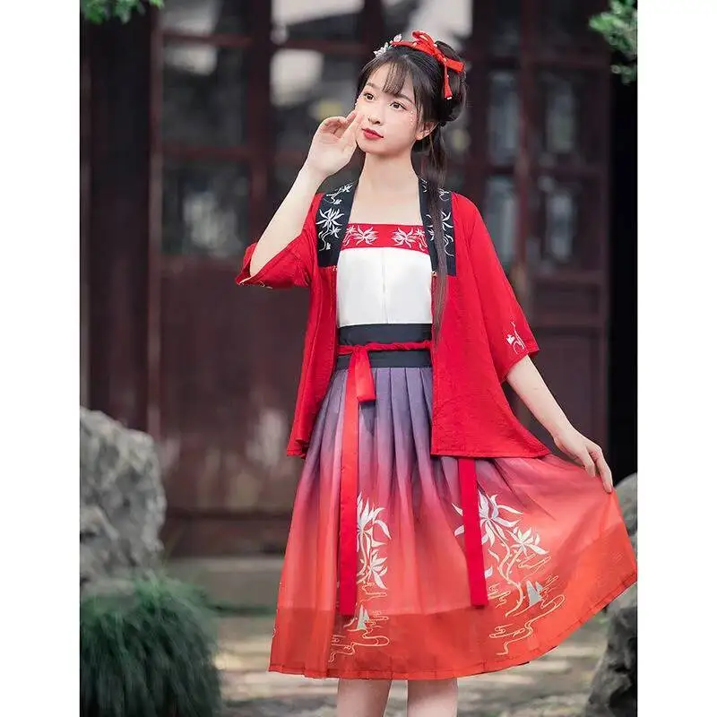 Летние женские элегантные платья ханьфу в китайском стиле, танцевальный костюм древней традиционной династии Сун, винтажные топы для девочек, комплекты юбок
Летние женские элегантные платья ханьфу в китайском стиле, танцевальный костюм древней традиционной династии Сун, винтажные топы для девочек, комплекты юбок