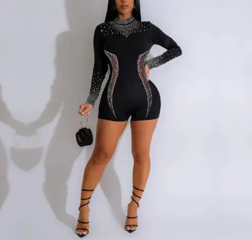 Women's Jumpsuit Hot Stamping See Through Elastic Slim Fit Jumpsuit Sexy Tight Hollow Jumpsuit Vintage Sequined Elegant Jumpsuit
Women's Jumpsuit Hot Stamping See Through Elastic Slim Fit Jumpsuit Sexy Tight Hollow Jumpsuit Vintage Sequined Elegant Jumpsuit