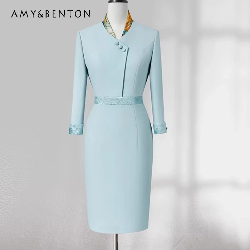 Original Design Jacquard Splicing Professional Women's Dress 2026 Spring Autumn Elegant Slim Etiquette Reception Workwear Ladies
Original Design Jacquard Splicing Professional Women's Dress 2026 Spring Autumn Elegant Slim Etiquette Reception Workwear Ladies