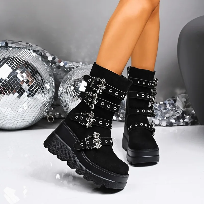 Small High Heel Women's Wedge Platform Mid-Tube Boots 2025 New Scrub Spring and Autumn Booties
Small High Heel Women's Wedge Platform Mid-Tube Boots 2025 New Scrub Spring and Autumn Booties