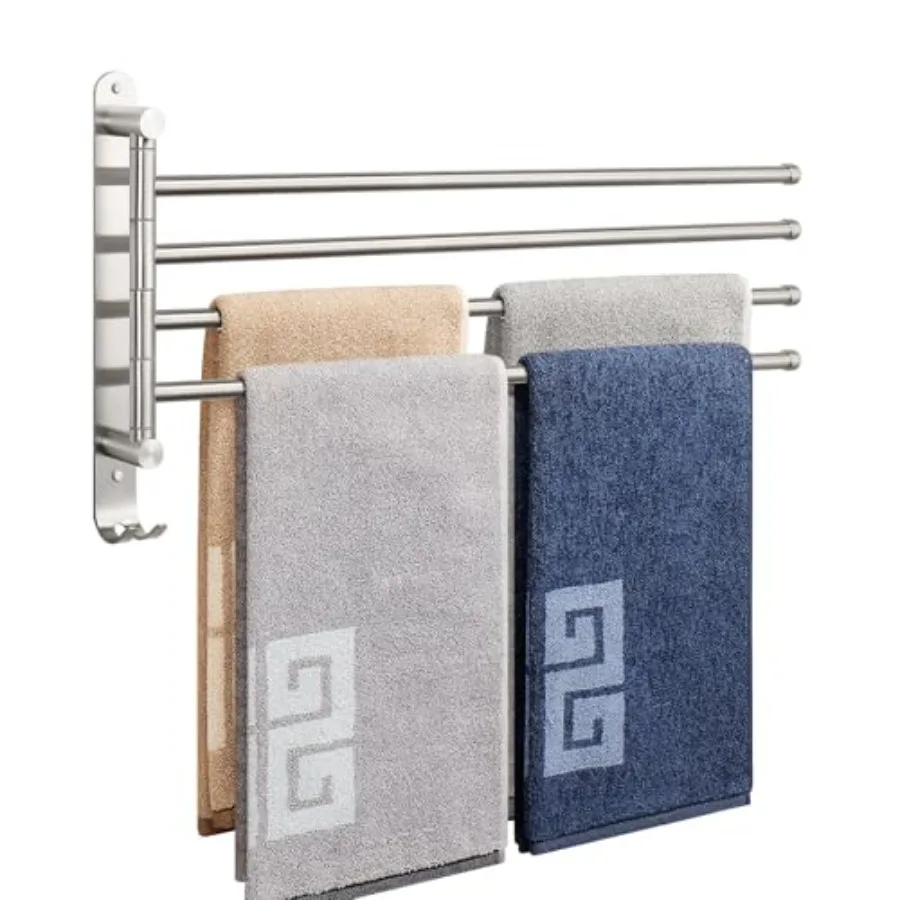 Swivel Towel Rack,"Thicken 304 Staless Steel 4-Arm Towel Bar, Space Savg Wall Mounted Towel Holder with Hook, Rustproof Swg Out
Swivel Towel Rack,"Thicken 304 Staless Steel 4-Arm Towel Bar, Space Savg Wall Mounted Towel Holder with Hook, Rustproof Swg Out
