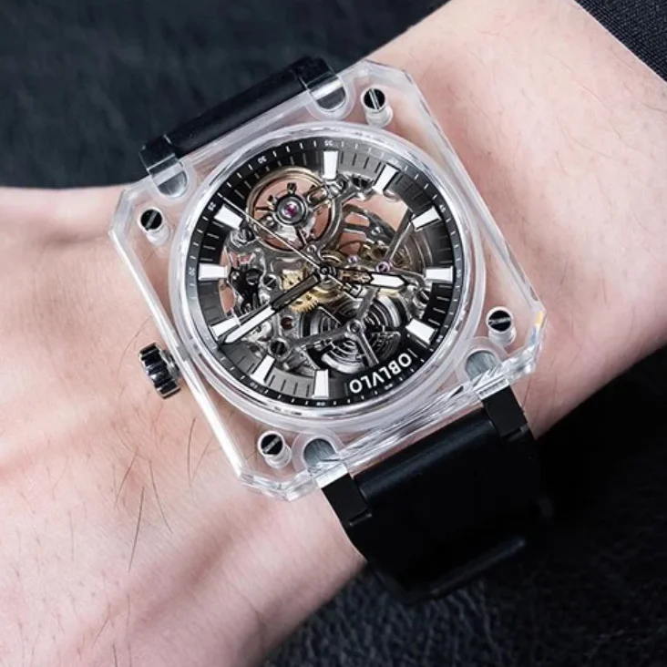 Oblvlo Men Automatic Watch 41.8mm Square Mechanical Wristwatch Acrylic Case Waterproof Sapphire Luminous Skeleton Dial 1A00 Mov
Oblvlo Men Automatic Watch 41.8mm Square Mechanical Wristwatch Acrylic Case Waterproof Sapphire Luminous Skeleton Dial 1A00 Mov