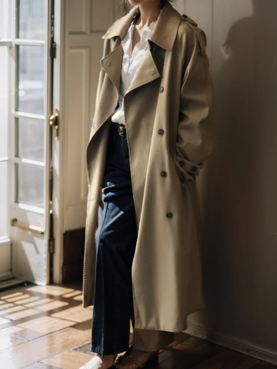 Women's Mid-Length A-Line Coat Double-Breasted British Style Casual Drapey Outerwear Autumn Season Fashionable Design
Women's Mid-Length A-Line Coat Double-Breasted British Style Casual Drapey Outerwear Autumn Season Fashionable Design