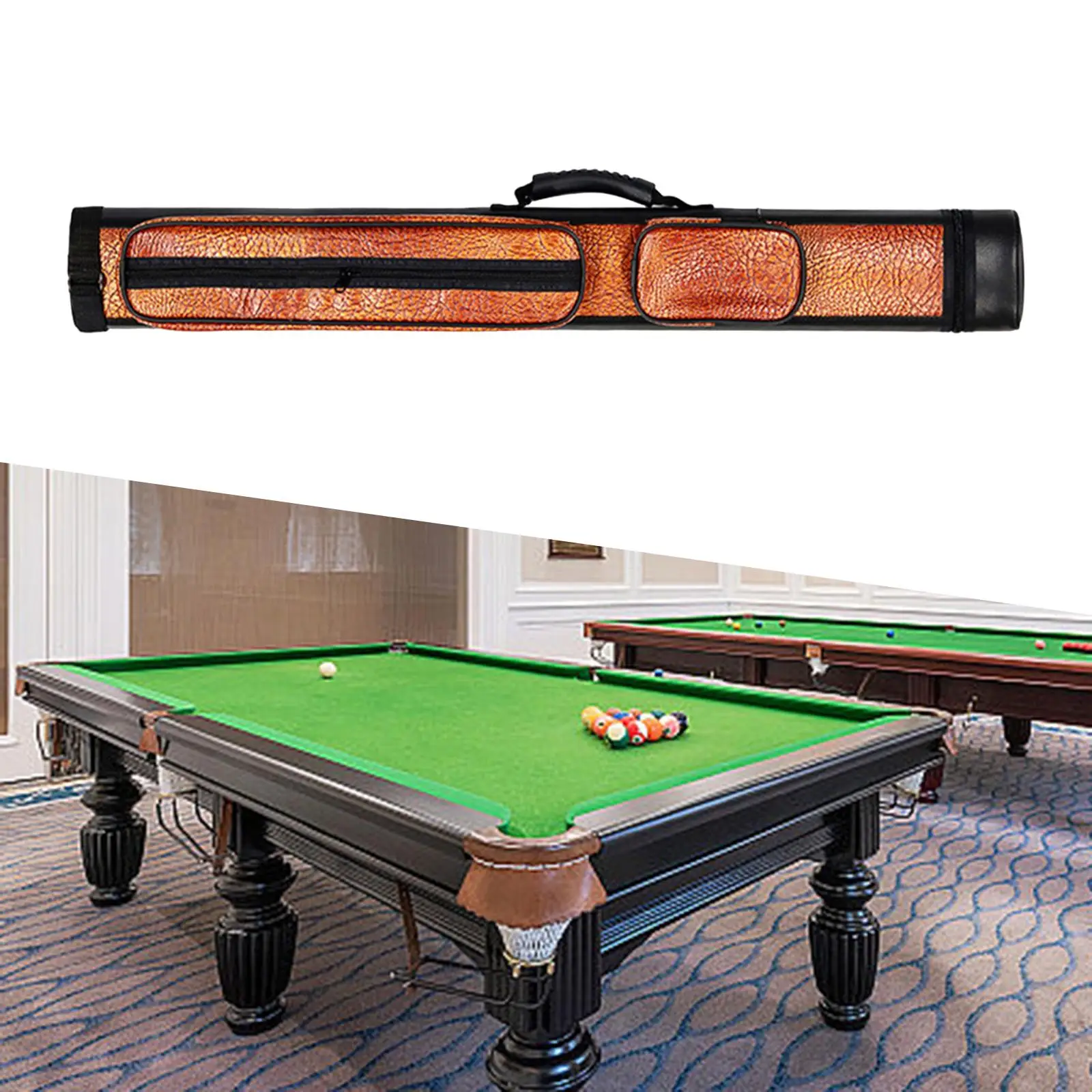 Pool Cue Case Container with Side Pockets Pouch Accessory PU Leather with Zipper Billiard Pool Cue Carrying Bag for Snooker Club
Pool Cue Case Container with Side Pockets Pouch Accessory PU Leather with Zipper Billiard Pool Cue Carrying Bag for Snooker Club