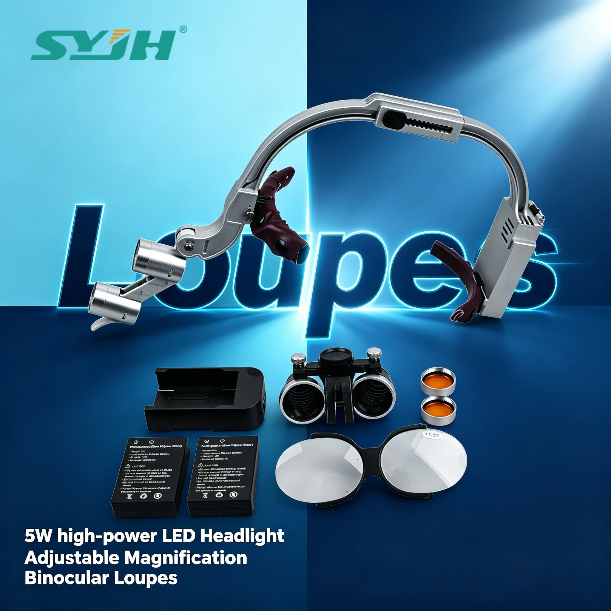 2.5X/3.5X Dental Headlight Binocular Loupes Magnification Rechargeable Surgical Dual Light Head Single Battery Dentist Head lamp
2.5X/3.5X Dental Headlight Binocular Loupes Magnification Rechargeable Surgical Dual Light Head Single Battery Dentist Head lamp