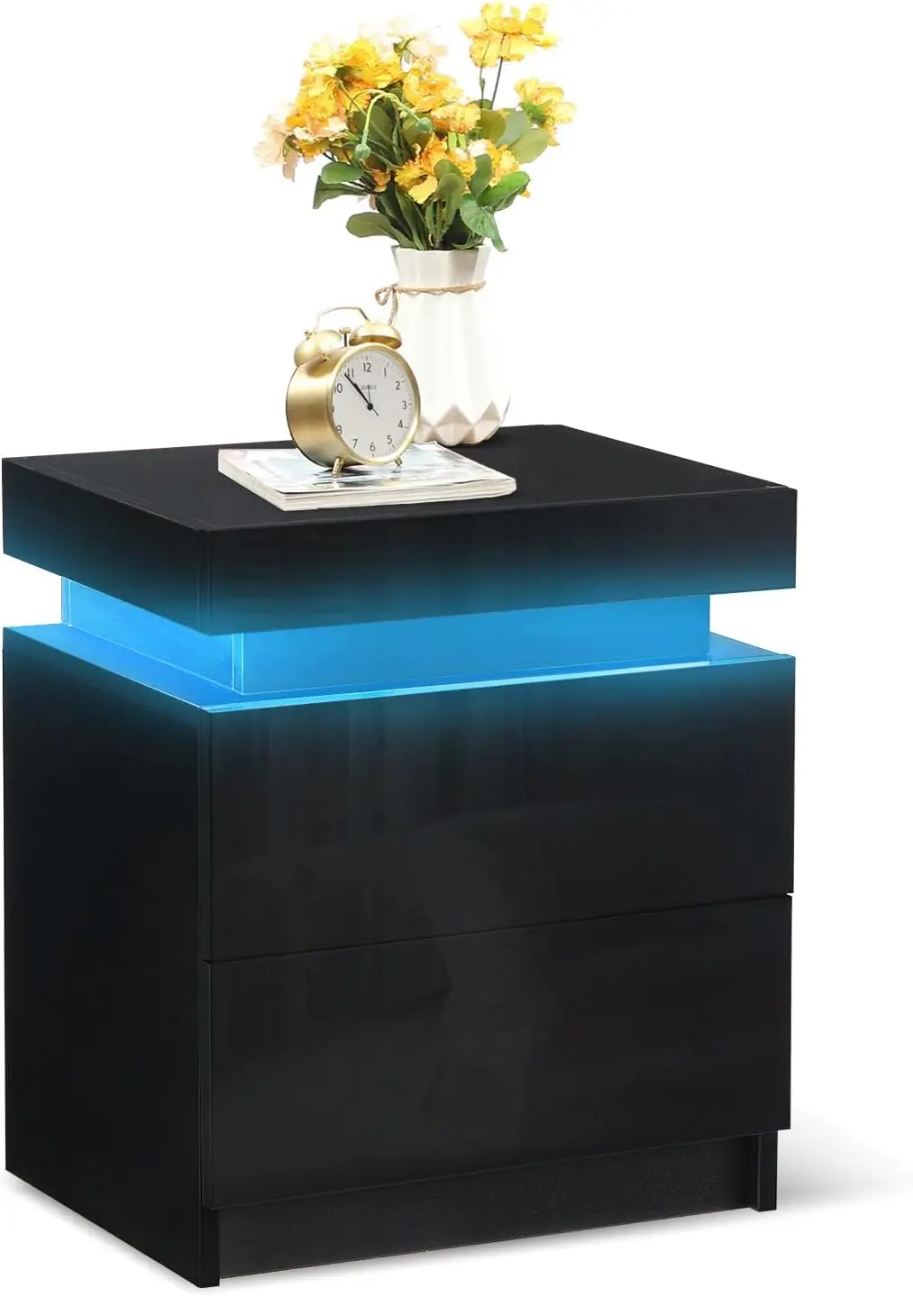 Modern Nightstand With Led Light, Smart Bedside Table With 2 Drawers And Flip Top Storage Cabinet, High Gloss Side Table End
Modern Nightstand With Led Light, Smart Bedside Table With 2 Drawers And Flip Top Storage Cabinet, High Gloss Side Table End