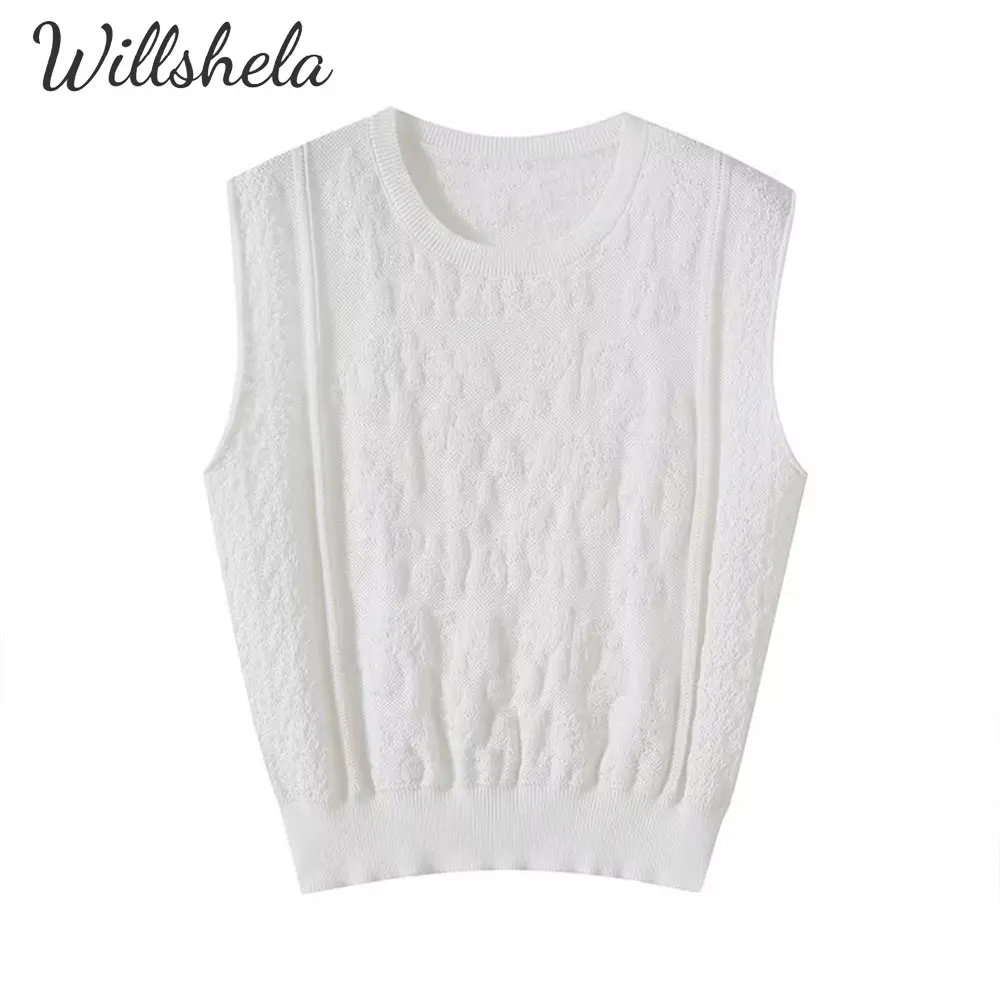 Willshela Women White Printed Knitted Sweater Vest Sleeveless O-Neck Female Chic Lady Casual Mujer Basic Waistcoat
Willshela Women White Printed Knitted Sweater Vest Sleeveless O-Neck Female Chic Lady Casual Mujer Basic Waistcoat