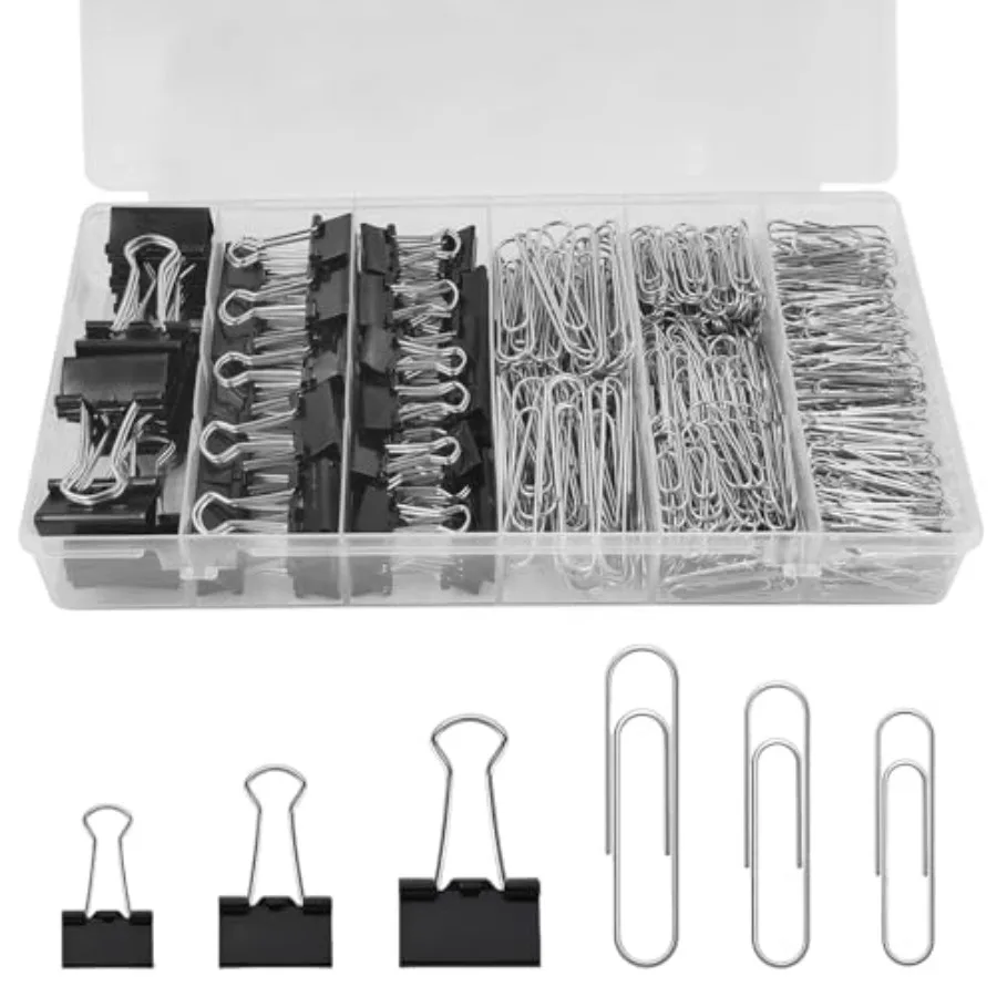 350 Pcs Paper Clips and Binder Clips, Office Clips Set, Large Binder Clips, Assorted Sizes Set, Metal Office Clips, Paper Clamp
350 Pcs Paper Clips and Binder Clips, Office Clips Set, Large Binder Clips, Assorted Sizes Set, Metal Office Clips, Paper Clamp