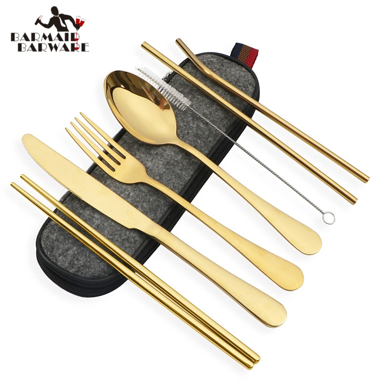 8pcs/set Tableware Reusable Travel Cutlery Set Camp Utensils Set with stainless steel Spoon Fork Chopsticks Straw Portable Case
8pcs/set Tableware Reusable Travel Cutlery Set Camp Utensils Set with stainless steel Spoon Fork Chopsticks Straw Portable Case