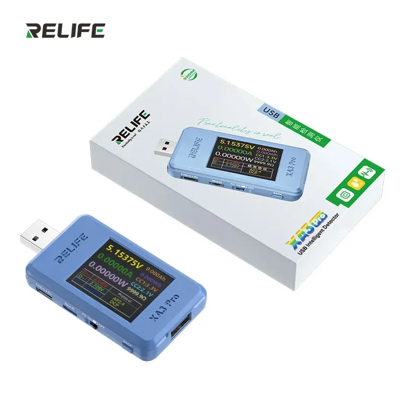 RELIFE XA3 Pro USB Smart Tester Поддержка PD QC2.0 QC3.0 SCP AP2.4A DCP Идентификация быстрой зарядки Обнаружение напряжения тока 
RELIFE XA3 Pro USB Smart Tester Поддержка PD QC2.0 QC3.0 SCP AP2.4A DCP Идентификация быстрой зарядки Обнаружение напряжения тока