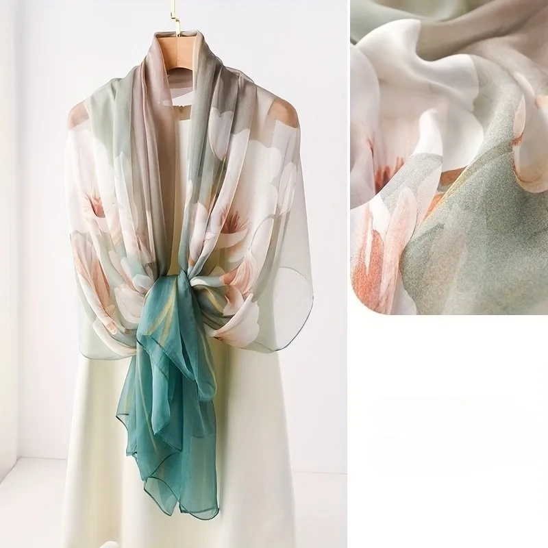Lightweight Large 100% Mulberry Silk Chiffon Scarf for Women Oblong Shawl Neck Scarf Beach Wrap Headscarf Gift Pack Green Floral
Lightweight Large 100% Mulberry Silk Chiffon Scarf for Women Oblong Shawl Neck Scarf Beach Wrap Headscarf Gift Pack Green Floral
