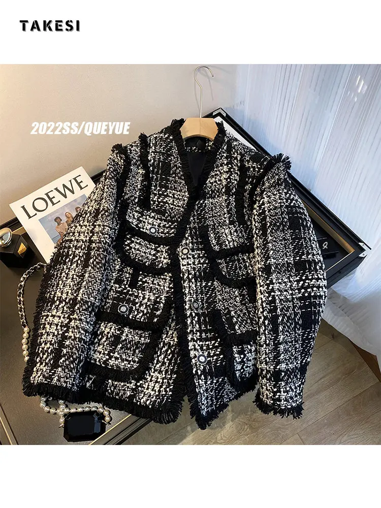Woman Jacket Vintage Black Ripped V-neck Coat Stitch Casual Office Ladies Elegant Chic Female Coats Spring Autumn 2022 Ladies
Woman Jacket Vintage Black Ripped V-neck Coat Stitch Casual Office Ladies Elegant Chic Female Coats Spring Autumn 2022 Ladies