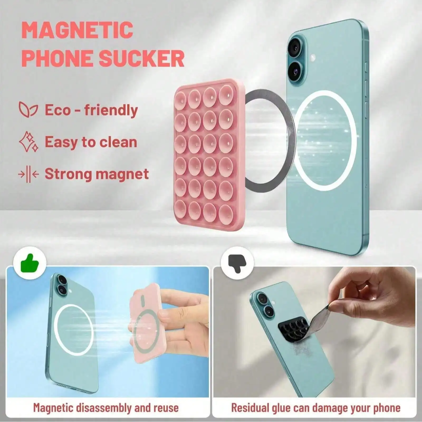 Magnetic Suction Cup Phone Holder Suitable For Various Phone Cases, Silicone Octopus Cup Companion Sticky Handle Stand Applicable For Apple, Removable Hands-Free Selfie/Video, Fit For All Phones, Gift For Women, Girls, Teenagers
Magnetic Suction Cup Phone Holder Suitable For Various Phone Cases, Silicone Octopus Cup Companion Sticky Handle Stand Applicable For Apple, Removable Hands-Free Selfie/Video, Fit For All Phones, Gift For Women, Girls, Teenagers