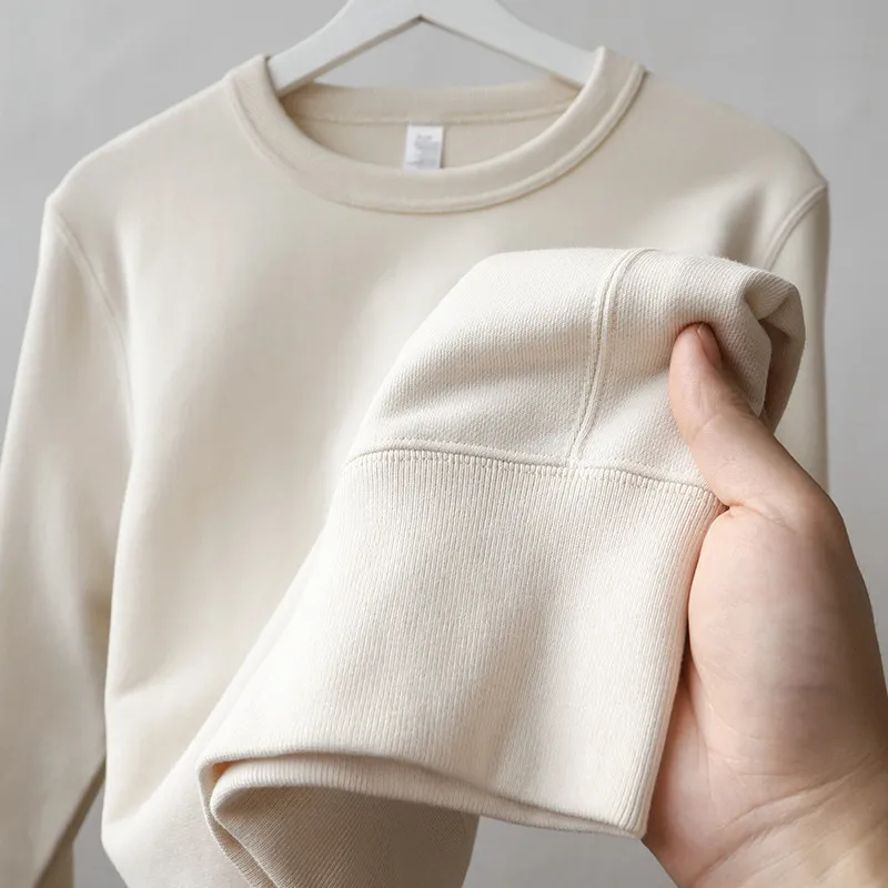 Heavyweight Cream White 350g round Neck Sweatshirt Women's Spring Autumn Loose Couple Style Pure Color Korean Casual Top
Heavyweight Cream White 350g round Neck Sweatshirt Women's Spring Autumn Loose Couple Style Pure Color Korean Casual Top