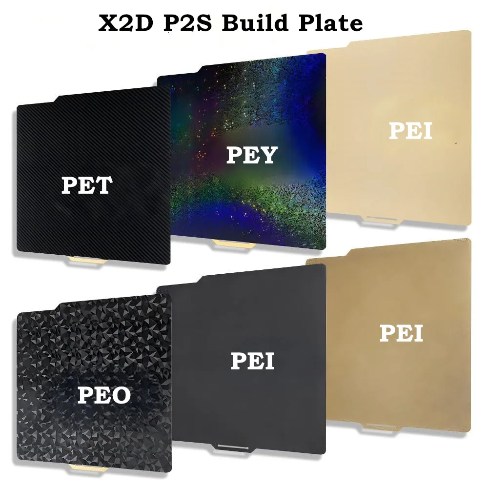 For Bambu X2D Build Plate for Bambu lab P2S/X1C/P1P/ P1S/A1 Double Sided Smooth PEY PET PEO PEI Flexible Spring Steel Sheet
For Bambu X2D Build Plate for Bambu lab P2S/X1C/P1P/ P1S/A1 Double Sided Smooth PEY PET PEO PEI Flexible Spring Steel Sheet