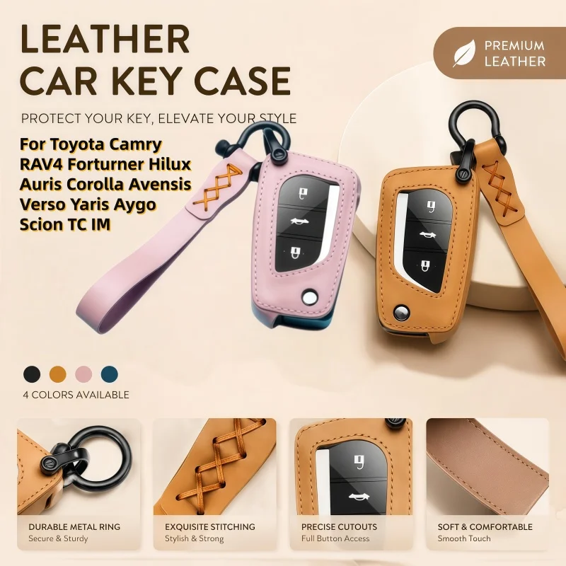 Stylish Leather Key Cover for Toyota Fits For Camry RAV4 Forturner Hilux Auris Corolla Avensis Verso Yaris Aygo Scion TC IM
Stylish Leather Key Cover for Toyota Fits For Camry RAV4 Forturner Hilux Auris Corolla Avensis Verso Yaris Aygo Scion TC IM