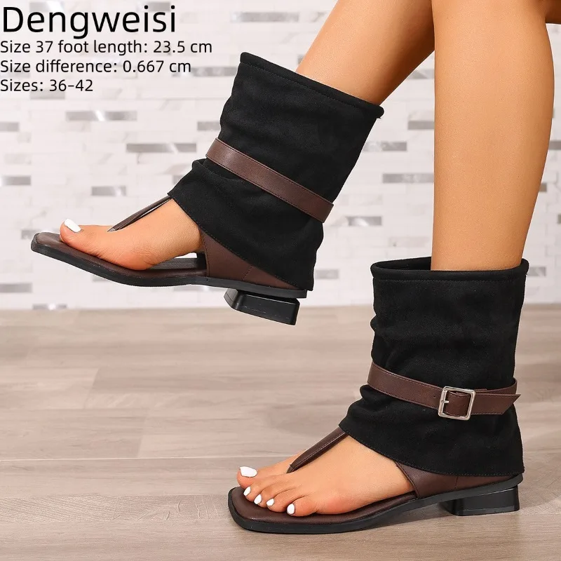 Retro Clip-toe Women's Sandals Peep Toe Mid Boots Women Belt Buckle Decor Casual Summer Women's Sandal Boots Sandalias De Mujer
Retro Clip-toe Women's Sandals Peep Toe Mid Boots Women Belt Buckle Decor Casual Summer Women's Sandal Boots Sandalias De Mujer