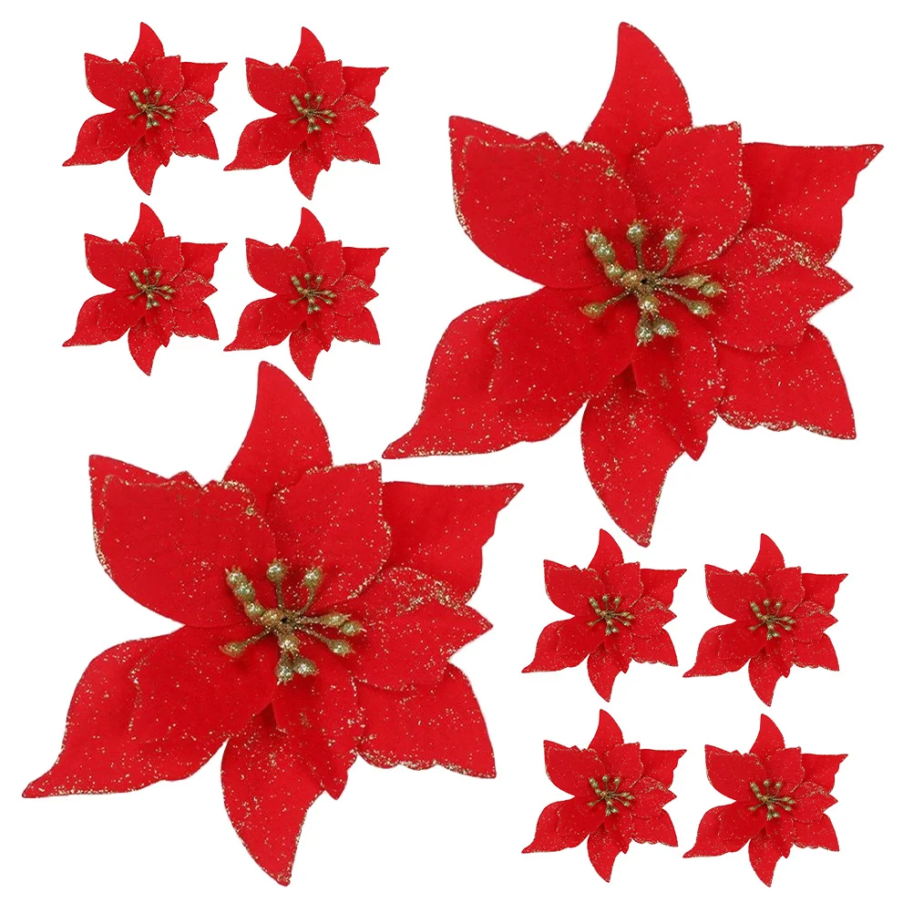 10Pcs Christmas Poinsettia Flowers Red Glitter Artificial Decorations Xmas Tree Wreath Party Floral Ornaments Glitter Poinsettia
10Pcs Christmas Poinsettia Flowers Red Glitter Artificial Decorations Xmas Tree Wreath Party Floral Ornaments Glitter Poinsettia