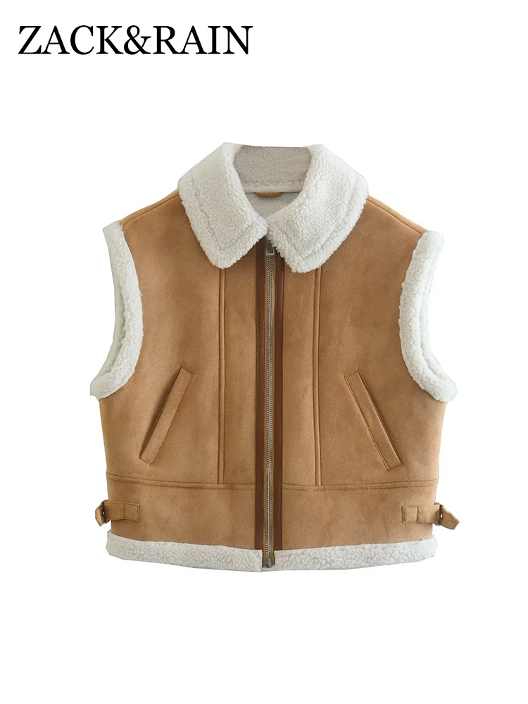 ZACK RAIN Women Fashion Thick Warm Faux Shearling Waistcoat Vintage Sleeveless Zipper-up Jacket Vest Female Loose Thick Outwear
ZACK RAIN Women Fashion Thick Warm Faux Shearling Waistcoat Vintage Sleeveless Zipper-up Jacket Vest Female Loose Thick Outwear