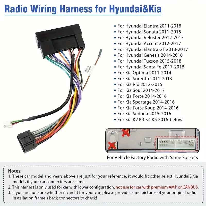 NEWEST For Hyundai IX25 Car Radio Cable Power Harness For Hyundai Santa Fe For Hyundai Sonata For KIA K2 K3 K4 K5 For KIA Ceed
NEWEST For Hyundai IX25 Car Radio Cable Power Harness For Hyundai Santa Fe For Hyundai Sonata For KIA K2 K3 K4 K5 For KIA Ceed